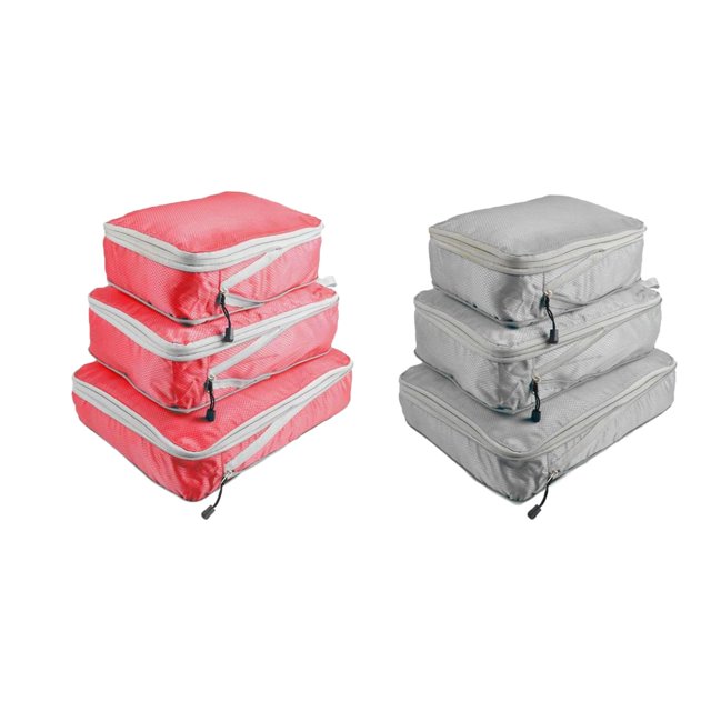 2 Cubo de embalaje portátil de compresión Organizador de equipaje Maleta de viaje a prueba de agua rojo gris Yuyangstore Cubo de empaque de compresión