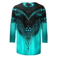 thumbnail image 5 of Jsaierl Women's 3/4 Length Sleeve Tops Summer Round Neck Shirts Fashion Print Ladies Blouses Going Out Loose Fit T-shirts Top S-3XL, 5 of 5