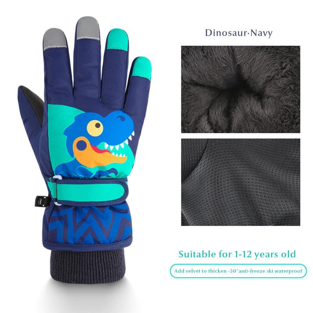 3 Paires Gants En Molleton Enfants - Gants D'Hiver Doux Et Chauds Pour Garçons 8-12 Ans, Gris/Bleu/Noir Medium
