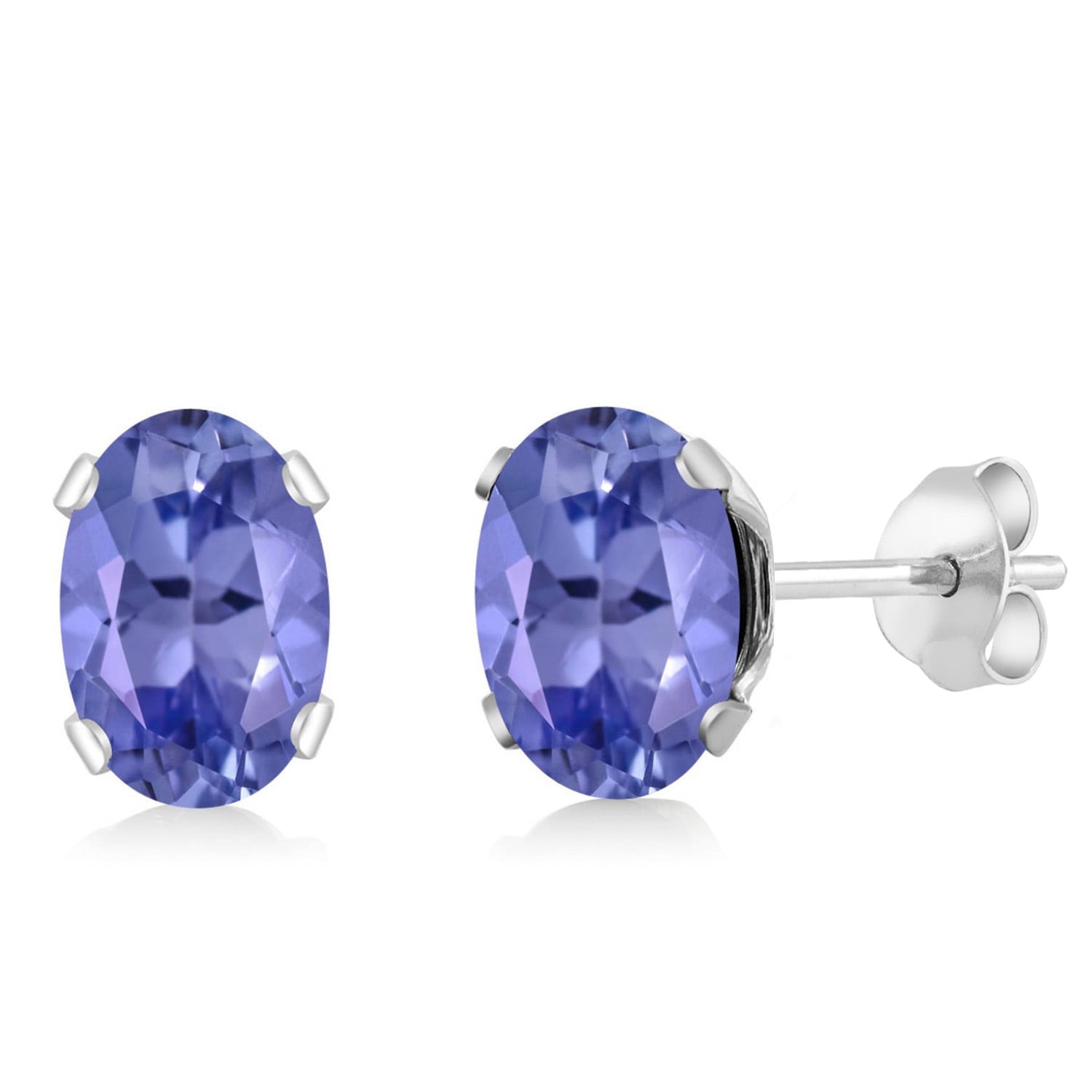 Gem Stone King 1.30 Cttw Tanzanite Stud Earrings for Women Men | 925 Sterling Silver | Gemstone Birthstone Oval 6.5X4.5MM | Fine Jewelry Gifts for Women Mom Wife Her