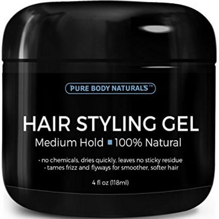 Hair Gel for Men Medium Hold - Large 4oz - Great Styling Gel for Short, Long, Thin and Curly Hair - Great for Modern, Messy, Wet and Dapper Styles by Pure Body (Best Gel For Thin Hair Men)