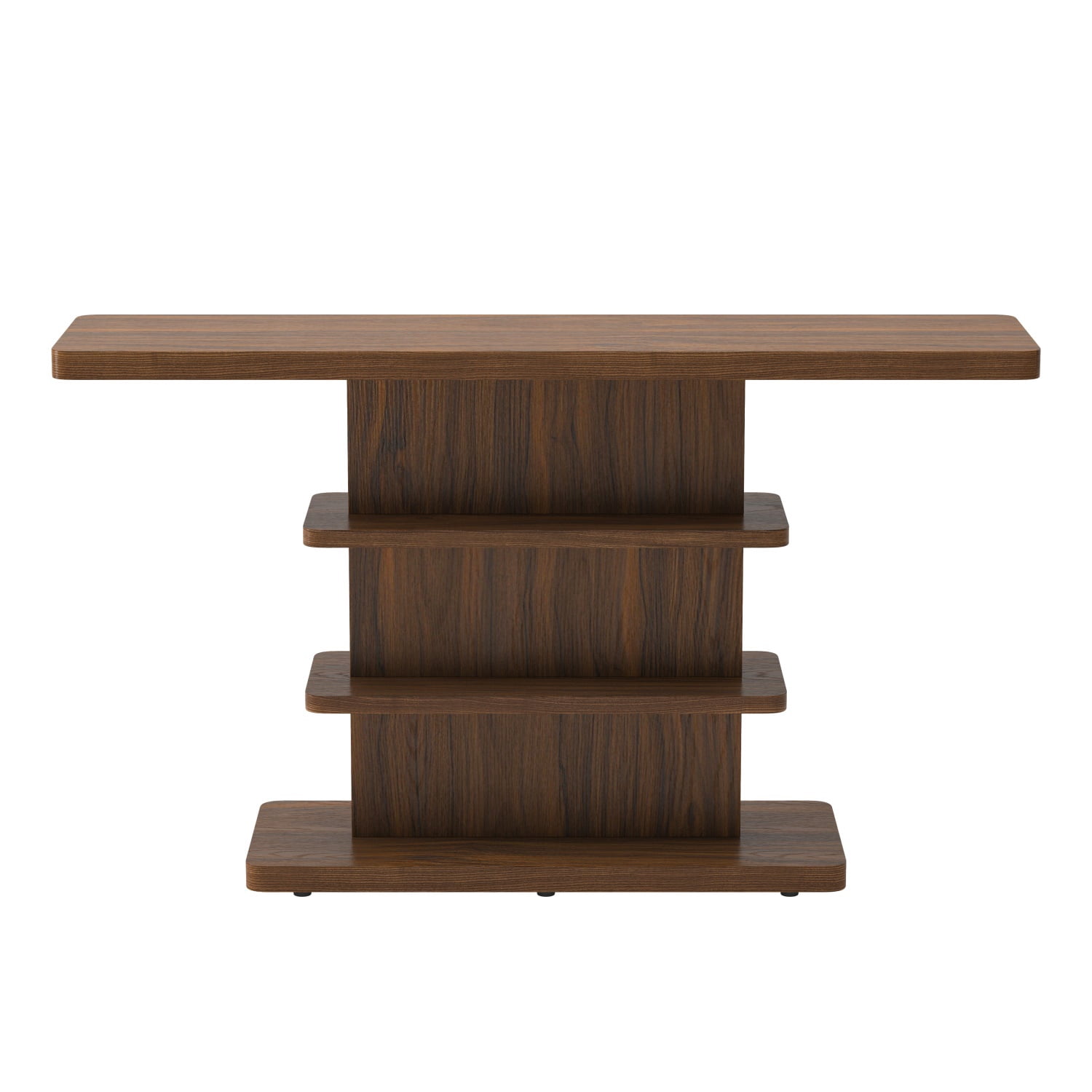 Hommoo 63" Vintage Narrow Console Table with 2-Tier Open Storage Shelves,Stylish Design High Weight Capacity, Suitable for Living Room,Hallway, Walnut