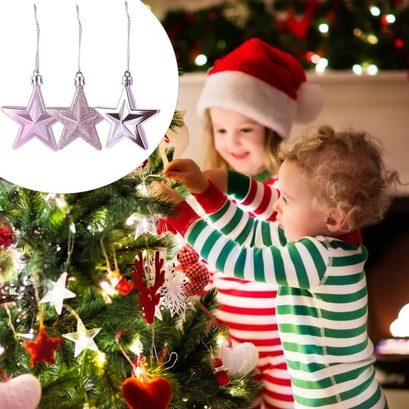 WHAMVOX  18 Pcs Star Decor Christmas Decors Iridescent Tree Topper Pink