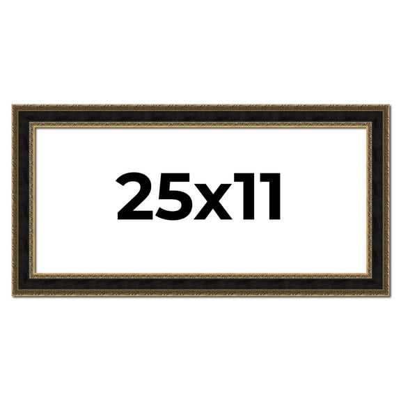 25x11 Frame Gold Antique Vintage Sold Wood Picture Frame | 1.75 Inch Moulding Width | Interior