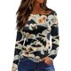 thumbnail image 1 of Camiseta holgada de manga larga con cuello redondo y dobladillo con abertura para mujer, 1 of 5