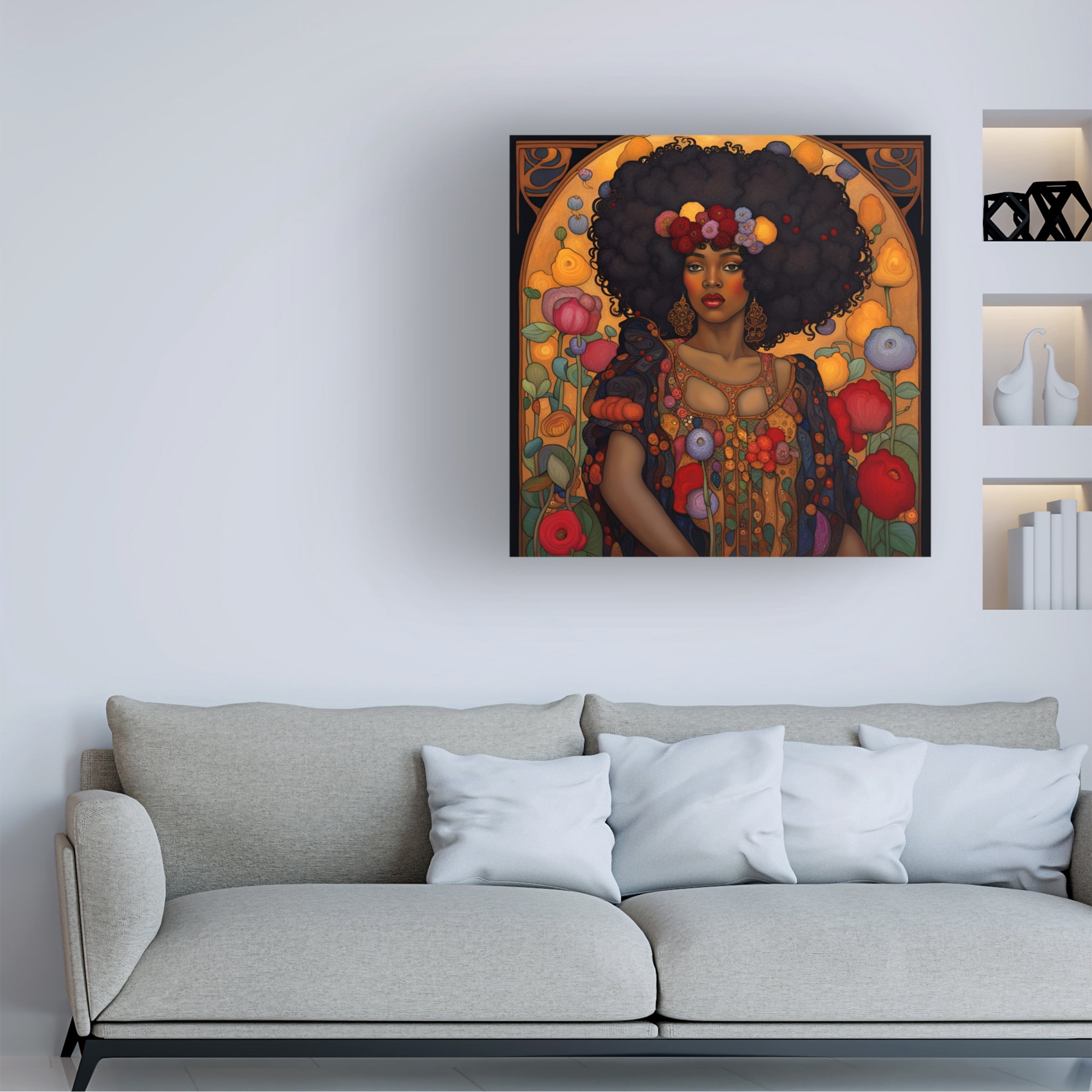 Canvas Wall Art - Tina Lavoie 'Art Nouveau Beauty VII' Wall Art for Living Room, Bedroom, or Office Décor by Trademark Fine Art - 18 x 18 Inches