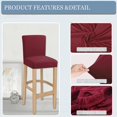 thumbnail image 2 of Stretch Bar Stool Cover Counter Stool Chair Slipcover, Bar High Seat Chair Stool Covers Washable Removable Protector for Short Back Pub Chairs, Kitchen, Dining Room, Cafe, Wine Red,Set of 2, 2 of 7