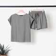thumbnail image 3 of ZANZEA Women Tracksuit Short Sleeve Shirt Top Elastic Waist Pants Shorts Suit, 3 of 7