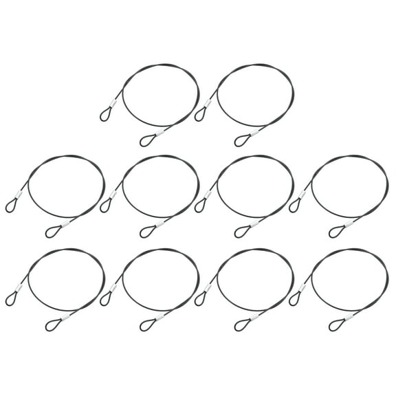 Uxcell 10Pack Lanyard Cable, 50cmx1.5mm Stainless Steel Vinyl Coated Wire Cable with Loops Security Steel Cable, Black