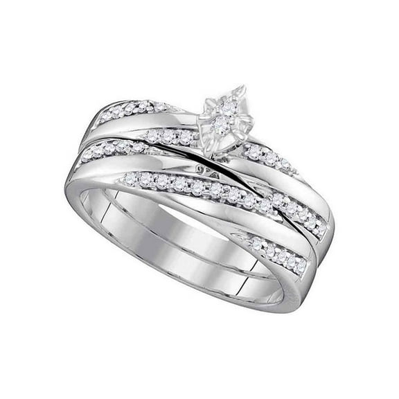 10kt White Gold Womens Round Diamond Bridal Wedding Engagement Ring Band Set 1/4 Cttw