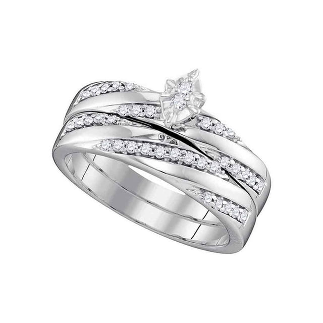 Bague de Fiançailles de Mariage en Or Blanc 10kt pour Femmes avec Diamants Ronds 1/4 Cttw