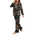 thumbnail image 3 of FOR U DESIGNS Flower Mushroom Pajama Sets for Women 2 Piece Button Down Long Sleeve Button Up Pajamas Long V-neck for Women Size XS Jogger Loungewear with Pockets, 3 of 7