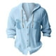 thumbnail image 3 of pstuiky camisas de manga larga para hombre, Blusa informal de manga larga con capucha y cuello redondo con botones lisos a la moda para hombre tops de invierno para hombre m, 3 of 3
