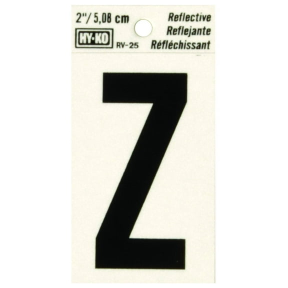 Hy-Ko RV-25/Z Vinyl Self-Stick Reflective with Letter Z, 2", Black