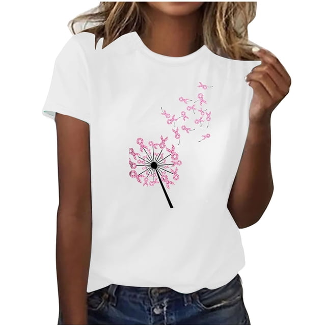 Mujeres Pantalones Cortos, Verano Ocio Impresión Cuello Redondo Camiseta de Manga Corta, Blusa de Moda Casual