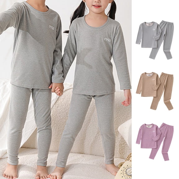 Jinhomg Baby Kids Fleece Outfits 2 Piece Fall Winter Thermal Clothing Set Soft Cozy Long Sleeve Tops and Legging Pants Spring Saving Brown 2Y