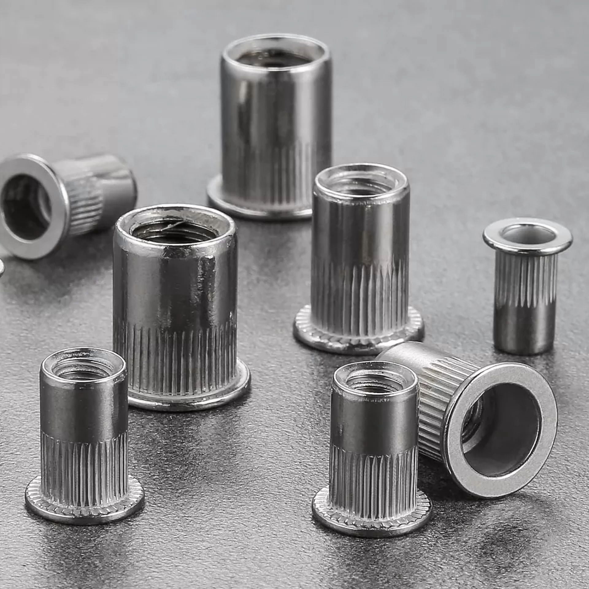 CIRCLE- Wensilon Rivet Nut 1/4"-20Unc 100Pcs Stainless Steel 304 Finish Flat Head Riv...