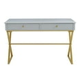 thumbnail image 5 of Linon Paynter 2-Drawer X-Frame Desk, 47.25" Wide, Gray Finish with Gold Metal Legs, 5 of 11