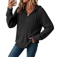 thumbnail image 5 of WULMLEO Women's Waffle Knit Full Zip Hoodies Long Sleeve Drawstring Hooded Sweatshirt with Pockets Black XL, 5 of 6