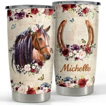 Personalized Horse Tumbler with Customized Name 20oz 30oz Tumbler with Lid Gift for Women Girl Animal Lover on Birthday Christmas