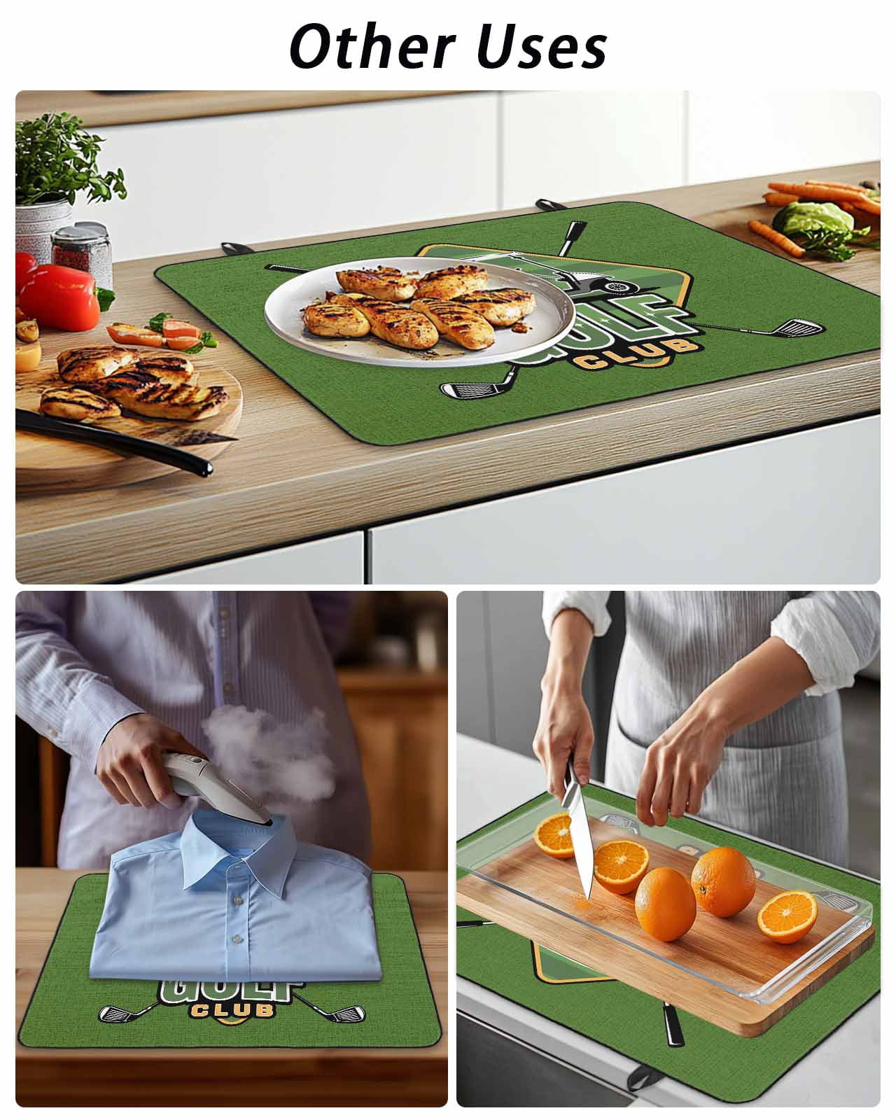 Stove Top Covers for Electric Stove, Golf Club Green Glass Stovetop Cover Protector, Abstract Vintage Golf Sports Induction Cooktop Protector Oven Mat for Kitchen Countertop 24"x21"