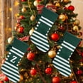 thumbnail image 4 of 20 Inches Initial Christmas Stocking Monogram Embroidered Christmas Stocking, Striped Knitted White Green Letter Stockings for Family Holiday and Xmas Tree Fireplace, 4 of 9