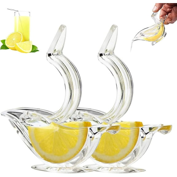 Bird Lemon Squeezer Lime Squeezer Lemon Slice Squeezer Manual Lemon Juicer, Acrylic Manual Lemon Slice Squeezer Portable Transparent Fruit Juicer for Kitchen (2 pcs)