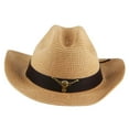 thumbnail image 4 of Fashionable Western Cowboy Hat Sun Protection Hat Unisex Costume Wide Brim for Outdoor Holiday Cowgirl Teens Men , Brown, 4 of 8