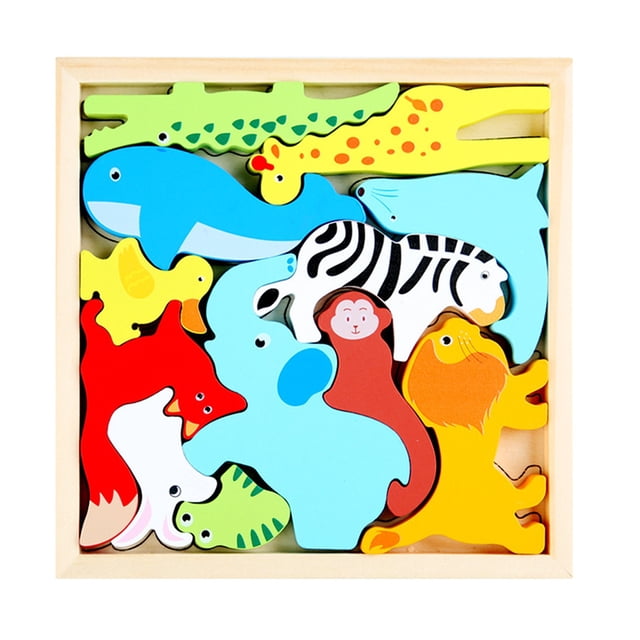Kids Wooden Vehicle Food Number Animal Cognition Puzzle Learning Educational Toy