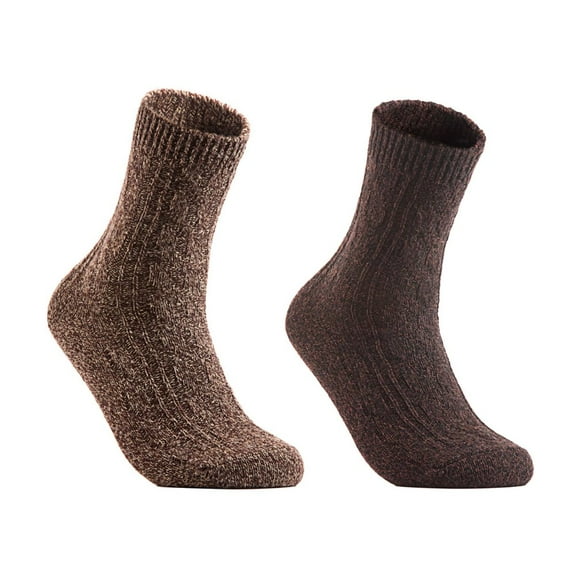 Lian LifeStyle Perfect Fit Women's 2 Pair's Wool Crew Socks For Healthy Feet. Cozy, Cute, and Comfortable Size 6-9 HR1613, Color Brown, Coffee