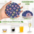 thumbnail image 2 of Yayeee 6 PCS Drink Coasters with Holder Set Woven Absorbent Round Tabletop Hot Pad, Blue Colorful Candies, 2 of 7