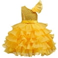 thumbnail image 3 of XEGLSBU Dresses for Girls 5-6 Girls Sequin off Shoulder Party Dress Tiered Short Tutu Skirt For Yellow Size 7-8 Years, 3 of 8