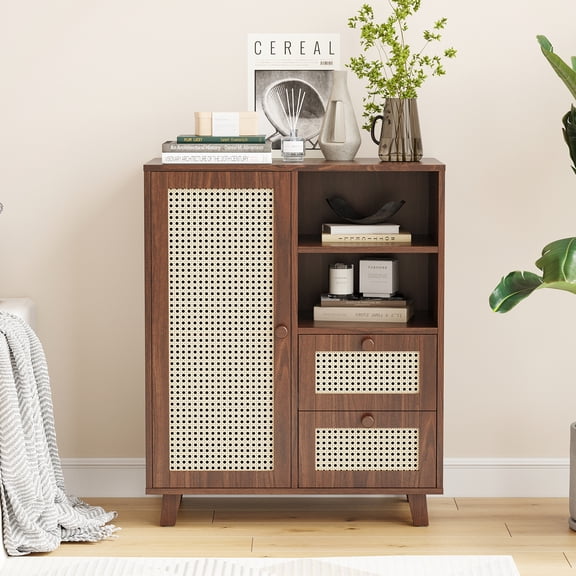 Farini Sideboard Buffet Cabinet, Accent Cabinet with Drawers and Adjustable Shelf for Kitchen, Living Room, Entryway, Walnut