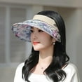thumbnail image 3 of YooGuoGuo Floral Print Visor Hats for Women Wide Brim Summer Cap Fashionable UV Protection Hat for Outdoor Beach Gardening, 3 of 7