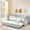 Cyan-Style B, variant on Twin to King Size Daybed with Trundle, Gingham Upholstered Day Bed Frame with Side Storage Pocket and Wave Backrest, Sofa Bed Frame for Bedroom, No Box Spring Needed