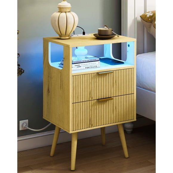 Mesa de noche JOONEE moderna con luz LED, 40x30x64 cm