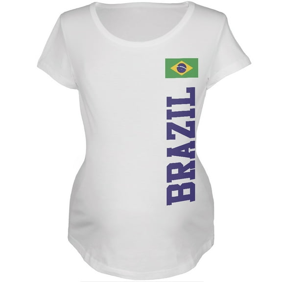 World Cup Brazil White Womens Soft Maternity T-Shirt - X-Large