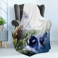thumbnail image 4 of Christmas Soft Flannel Fleece Throw Blanket, Colorful Blue Toned Ornaments of Winter Holidays Seasonal Motifs Print, Cozy Plush for Indoor and Outdoor Use, 50" x 70", Multicolor, by Ambesonne, 4 of 5