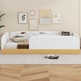thumbnail image 3 of Euroco Upholstery Twin Platform Bed, Floor Bed with Storage and Guardrails, Natural, 3 of 13