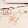 thumbnail image 4 of K-KED 925 Silver 7-8MM Natural Classic Genuine Freshwater Pearl Stud Earrings-Pink, 4 of 9