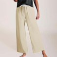 thumbnail image 4 of Tittly Sweatpants Women Lounge Pants Women Summer Pants Women's Fashionable Casual High Waist Drawstring Wide Leg Pants Baggy Pants Wide Leg Pants Woman Beige XXL, 4 of 5