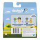 thumbnail image 2 of Paquete de 2 figuras de Bluey: de vacaciones, figuras de 2,5 pulgadas con accesorios, los niños pueden recrear sus momentos favoritos del episodio, las figuras incluyen sombreros extraíbles, 2 of 5