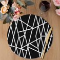 thumbnail image 3 of Black Geometric Round 13 Inch Placemats Set of 4, Abstract Stripes Modern Simple HeatResistant Non Slip Place Mats for Dining Table, Wipeable Braided Kitchen Table Mats for Housewarming, 3 of 9