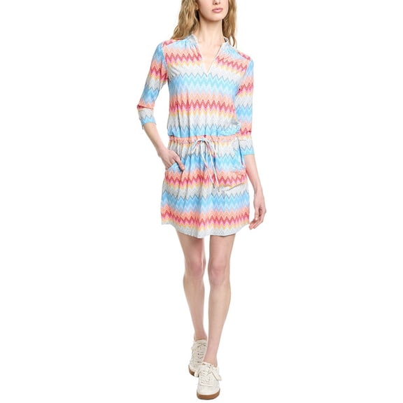 IBKUL womens 3/4-Sleeve Drawstring Dress, m, Pink