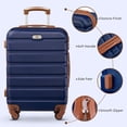 thumbnail image 4 of Gowill 4 Piece Luggage Sets,14/20 inch Hardside Lightweight ABS Carry-On Suitcase With Expandable Duffle Bag (Navy Blue Tan), 4 of 10