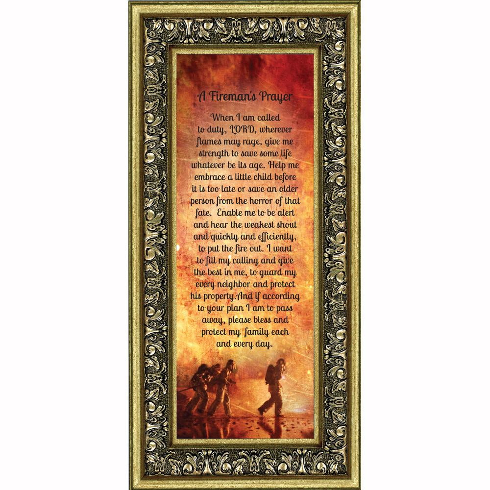 Firefighter Gifts for Men and Women, Fire Academy Graduation Gift, Fire Fighter Gifts or Firehouse Decor, A Fireman's Prayer Framed Wall Art for Home or Fire Station, 7361CH