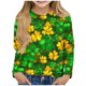 thumbnail image 1 of Blusas y camisas de manga larga con cuello redondo y estampado de San Patricio para niños, blusa informal de manga larga con cuello redondo, blusa de poliéster para niñas, 1 of 4