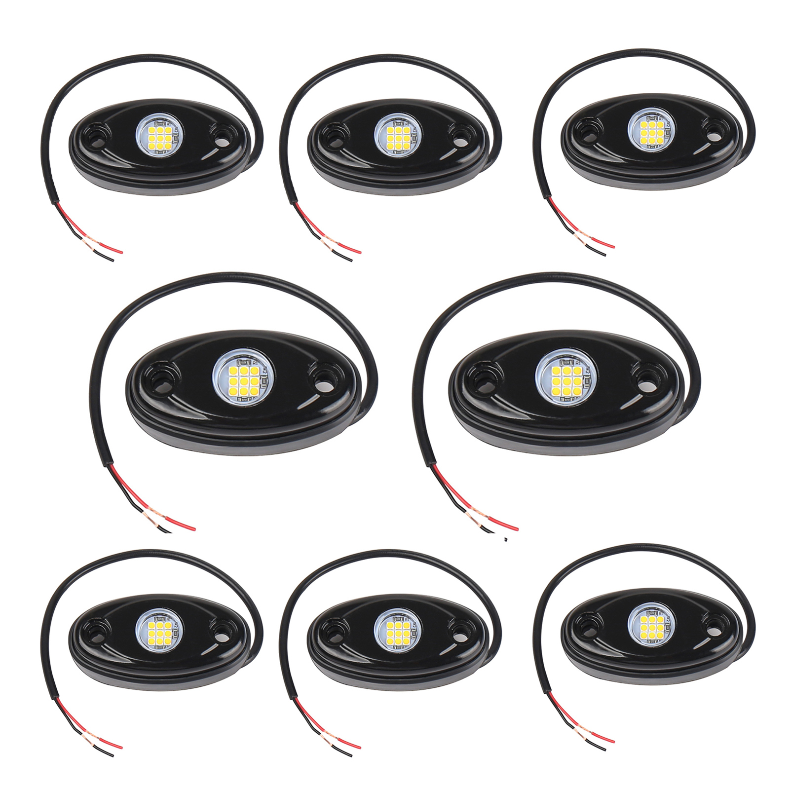 YAHHU 8 Packs LED Rock Lights for Trucks IP67 Waterproof Under Body Wheel Well Exterior Interior Glow Lamp for Car Pickups Motorcycle Boat Green Chassis Ambient Lighting Kit