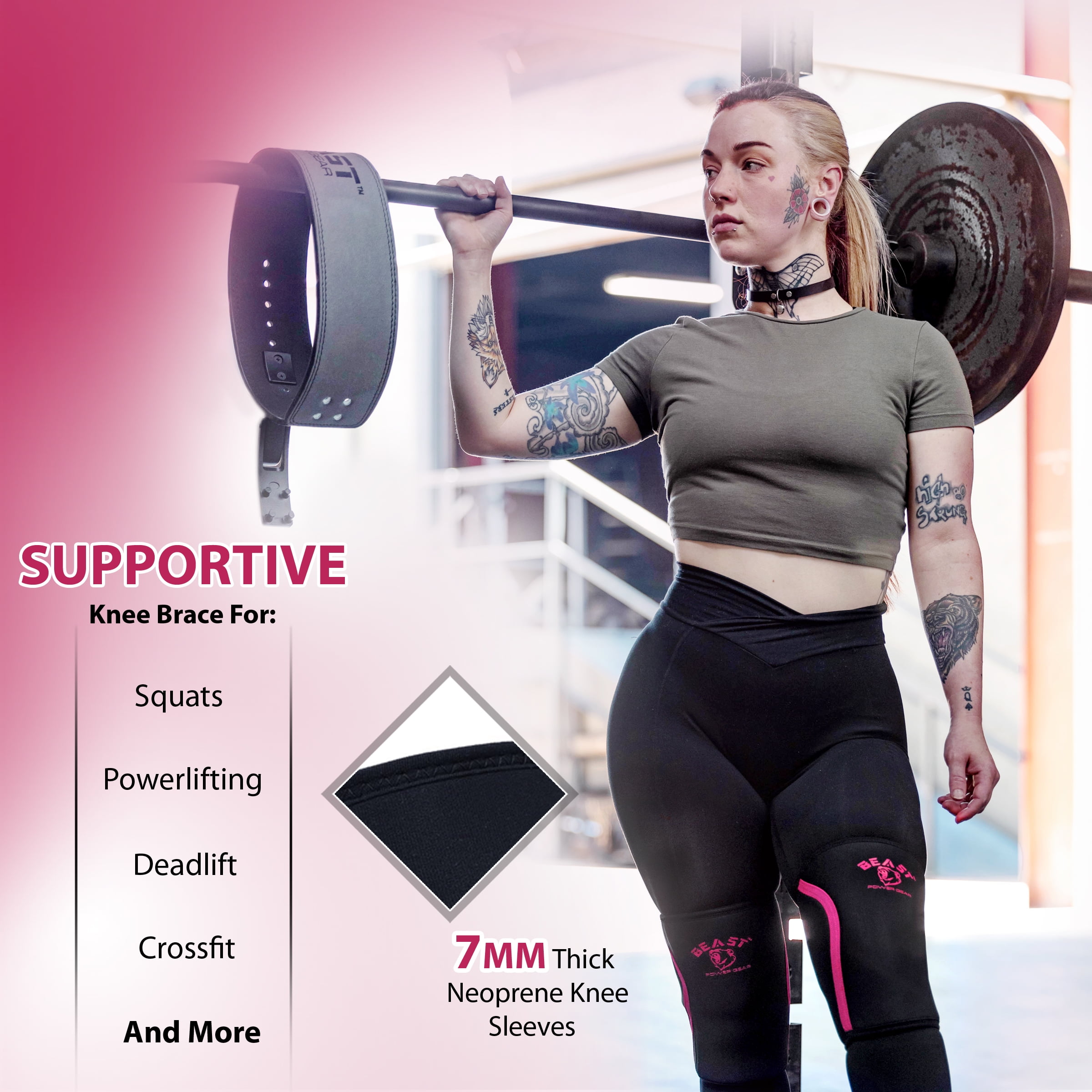 Neoprene Compression Knee Sleeves 7MM (Pair) Enhanced Knee Support in Squats Powerlifting Weightlifting and Wrestling – Unisex