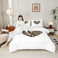 thumbnail image 4 of jejeloiu Cartoon Cute Loves Full Size Comforter Sets,Chic Cheetah Print Bedding Comforter Set,Brown White Bedding Sets For Girls Teens,Microfiber Bedroom Decor Reversible,3 Pieces, 4 of 8